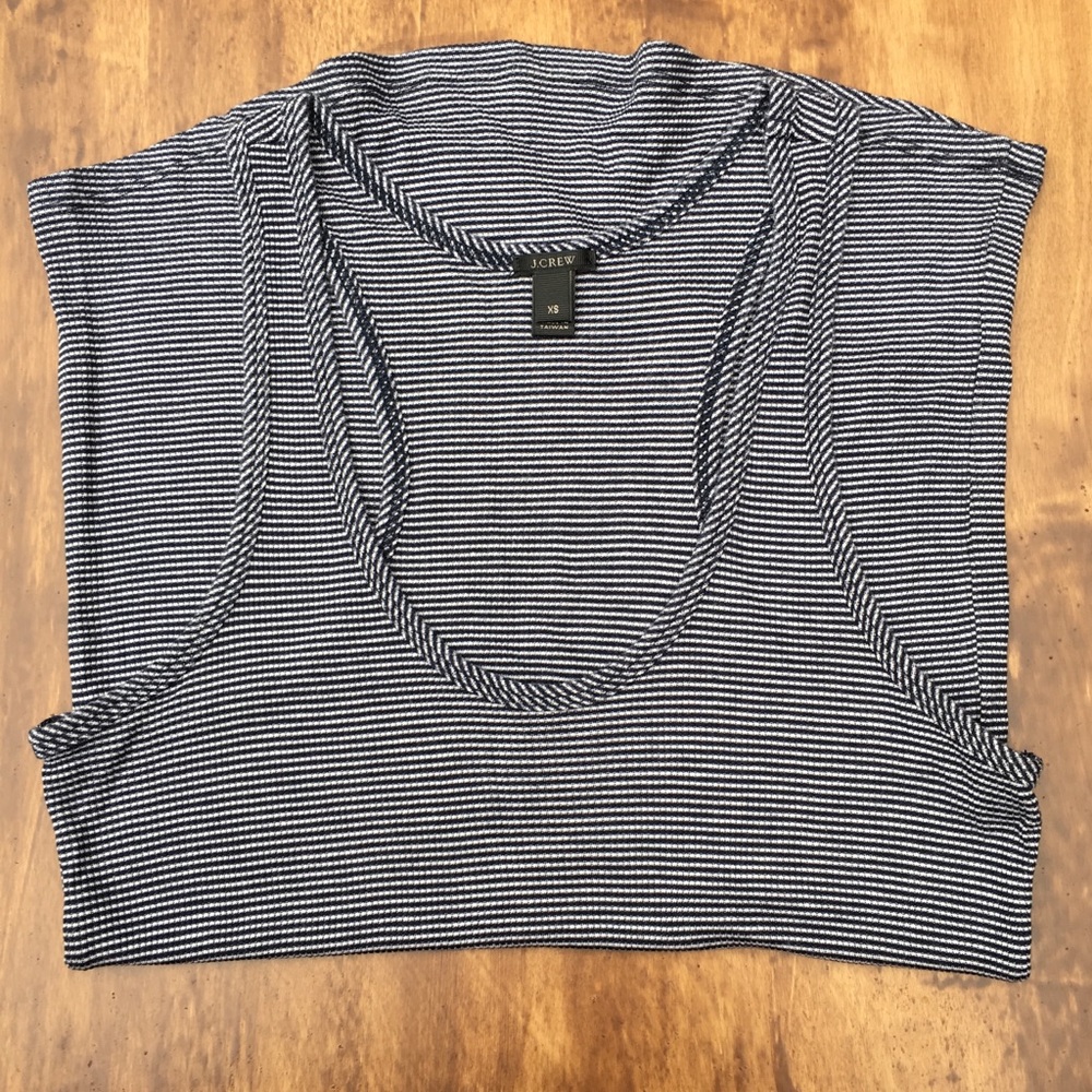 J Crew Ribbed Racerback Tank Navy White Stripe XS